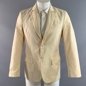MIU MIU Chest Size 38 Cream 98339 Solid Cotton/polyester Notch Lapel Sport Coat